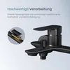 A close-up view of a black matte shower faucet with an inset diagram showing its layered construction. Náhled obrázku produktu