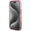 A pink iPhone case with gold glitter stripes is shown from a side angle. Náhľad obrázku produktu
