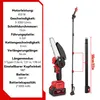 A product image with technical specifications and a visual representation of a pole saw and its extension pole. Produktbild-Vorschau
