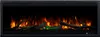 A front view of an electric fireplace with realistic flame effects and decorative logs. Podgląd zdjęcia produktu