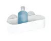 A white bathroom shelf with a blue bottle of liquid inside, against a white background. Náhled obrázku produktu