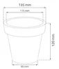 A diagram showing the dimensions of a white plant pot. Produktbild-Vorschau