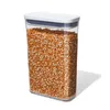A clear studio shot of a food storage container filled with popcorn kernels. Produktbild-Vorschau