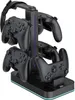 A black charging station for Nintendo Switch Pro controllers, with a headphone holder attached. Produktbild-Vorschau