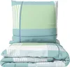 Feinbiber Bettwäsche Set 155x220 cm Streifen Grün Blau Weiß Produktbild-Vorschau 1
