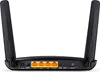 The back view of a black TP-Link Archer MR200 4G LTE WLAN router with its antennas extended. Podgląd zdjęcia produktu