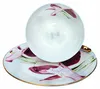 FILIŻANKA 230ml Kwiaty złoty brzeg Cienka Porcelana styl Podgląd zdjęcia produktu 4