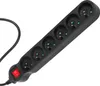 A black power strip with six outlets and a red on/off switch, shown against a white background. Produktbild-Vorschau