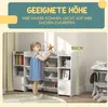 A young child is interacting with a white toy shelf in a room. Náhled obrázku produktu