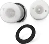 Three parts of a washing machine filter assembly are shown against a white background. Anteprima dell’immagine prodotto