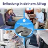 Collage of images showing a seat cushion being used in various settings like a train, office, and car. Produktbild-Vorschau