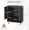 A diagram showing the dimensions of a black sideboard. Podgląd zdjęcia produktu