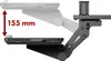 A side view of an adjustable under-desk keyboard tray, showing its range of motion and a measurement. Voir les images du produit