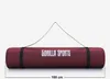 A rolled-up dark red yoga mat with a black strap and a carrying strap, displayed against a white background. A measurement of 100 cm is indicated. Náhľad obrázku produktu