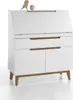 Sekretär Schreibtisch Schrank weiß matt MDF Asteiche Produktbild-Vorschau 1