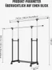 White Double Rail Clothes Rail on Wheels Bedroom Dressing Produktbild-Vorschau 7