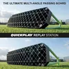 Two images of a soccer passing board on a grassy field. Voir les images du produit