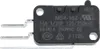 A close-up studio shot of a black and silver microswitch. Produktbild-Vorschau