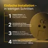 An infographic showing the simple installation steps for a Solakon IR Meter, with a close-up of the device on the right. Produktbild-Vorschau