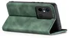 A green flip case for a smartphone is shown standing open. Produktbild-Vorschau