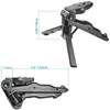 Two views of a black mini tripod with dimensions indicated by measurement lines and text. Produktbild-Vorschau