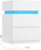 A white bedside table with three drawers and blue LED lighting. Náhľad obrázku produktu