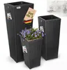 Set de 3 pots de fleurs polyrotin noir cache-pot pot Voir les images du produit 1
