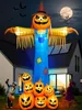 Aufblasbare Kürbis-Vogelscheuche, 12,5 FT, mit LED-Licht und Gruselgeräusch Produktbild-Vorschau