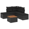vidaXL 6-tlg. Garten-Sofagarnitur mit Kissen Schwarz Poly Produktbild-Vorschau 1