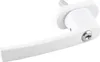 A white window handle with a silver lock mechanism is shown against a white background. Anteprima dell’immagine prodotto