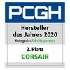 A marketing image displaying an award from PCGH for "Manufacturer of the Year 2020" in the "Arbeitsspeicher" (RAM) category, with Corsair listed as 2nd place. Voir les images du produit
