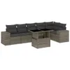 7-tlg. Garten-Sofagarnitur mit Kissen Grau Poly Rattan Produktbild-Vorschau 1