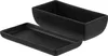 A black ceramic planter with a matching saucer is shown against a white background. Produktbild-Vorschau