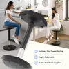 Collage showing a woman sitting on an adjustable stool in a kitchen and another woman sitting on the same stool at a desk, with feature callouts. Náhled obrázku produktu