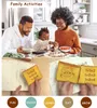 A collage of images showing a family cooking, and close-ups of toast with educational markings. Náhľad obrázku produktu