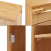 A collage of four close-up images showing details of a bamboo cabinet. Podgląd zdjęcia produktu