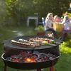 TWOLIIN Gusseisen Grillpfanne mit 3 Beinen Grillplatte Rund Produktbild-Vorschau 9