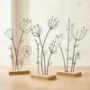3er Set Aufsteller Blume Metall MDF Schwarz Natur Draht Produktbild-Vorschau 1