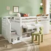 MODFU Hochbett Kinderbett 90x200cm mit Schrank und Produktbild-Vorschau 2