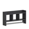 A dark gray wall shelf with three compartments and a towel bar. Anteprima dell’immagine prodotto
