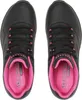 A top-down view of two black Skechers women's sneakers with pink accents. Produktbild-Vorschau