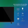 A television screen is shown next to a graphic illustrating various connection ports. Produktbild-Vorschau
