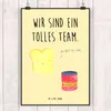 Mr. & Mrs. Panda Bild Toast Marmelade DIN A2 - Gelb Pastell Produktbild-Vorschau 2