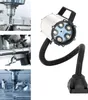 A collage of images showing industrial machinery and a flexible LED work light. Podgląd zdjęcia produktu