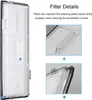 A close-up view of a vacuum cleaner filter with accompanying detail shots and descriptive text. Produktbild-Vorschau