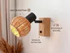Wandstrahler innen 1 flammig Holzlampe mit Rattanschirm Produktbild-Vorschau 3