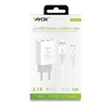 The image shows the packaging of a Vayox 2xUSB Charger + USB-C Cable. Produktbild-Vorschau