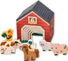 Domečky/pyramidy s 6 dřevěnými zvířátky, Farma Náhled obrázku produktu 4