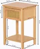 A diagram of a wooden nightstand with dimensions indicated by measurement lines and text. Podgląd zdjęcia produktu