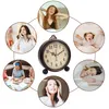 Analog Holz Wecker mit Snooze - Retro Uhr Rund mit Design Produktbild-Vorschau 5